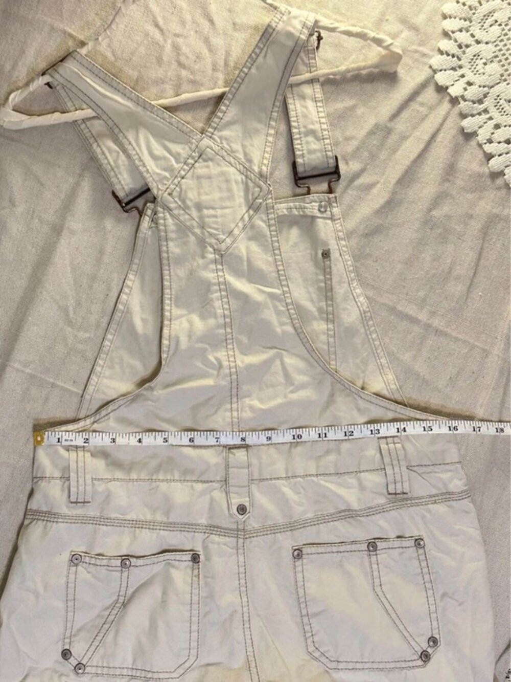 Vintage White/Beige Short Overalls - Picture 4 of 5